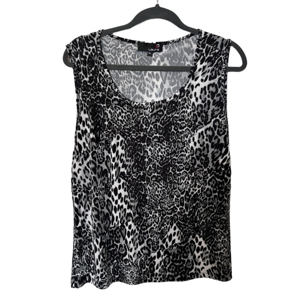 Laura Sleeveless Tank Style Shirt Large Black and White Leopard Print - Picture 1 of 5